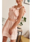 Powder mini dress with ruffles 258 - Online store - Boutique